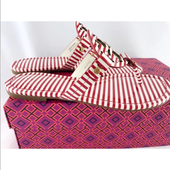 Tory Burch Miller sandals red white stripe 7 - Picture 2 of 4
